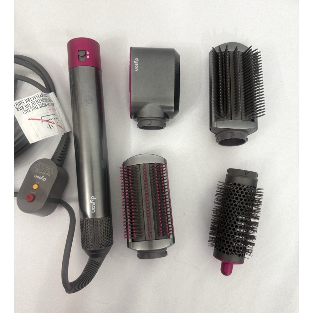Dyson AirWrap Multi Styler and Dryer Plus 3 Attachments Fuschia WORKS GREAT